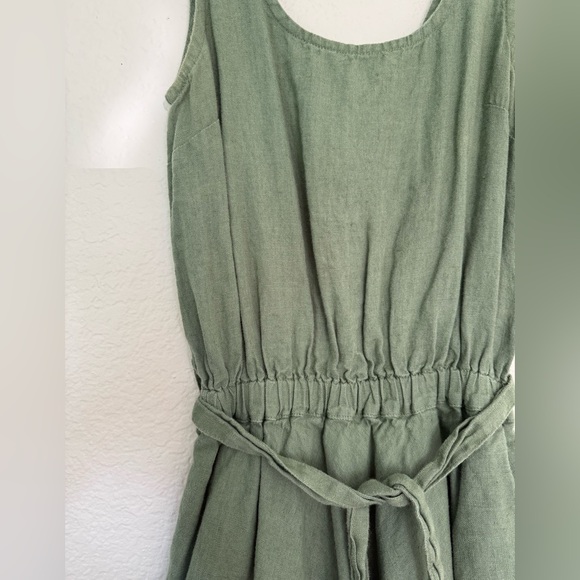 Not Perfect Linen Green Sleeveless Dress - Picture 4 of 5